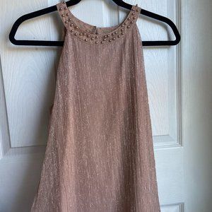 Adiva  *NWT* Blush Shimmery Halter tank top with pearl accents size medium